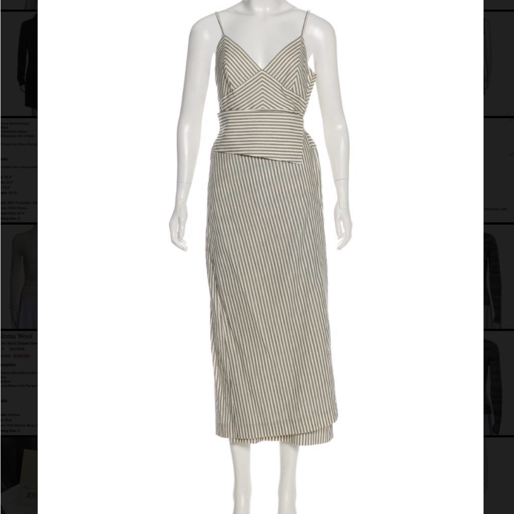Robert Rodriguez Cream and Black Striped Midi Dress